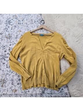 Cielo Mustard Button Cardigan Sweater Women Plus Size 1XL